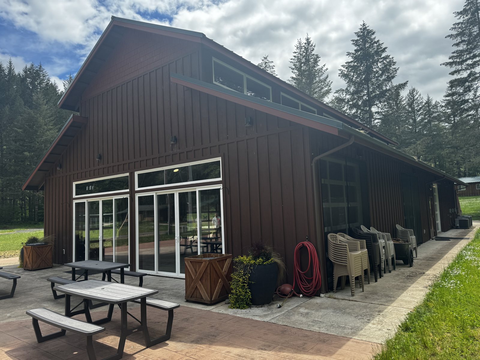 The timber-framed dining hall at Camp Lutherwood near Cheshire, Oregon, before its expansion