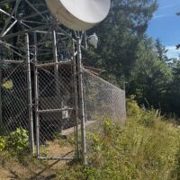 The existing tower compound and microwave dish on Dead Mountain near Westfir, Oregon