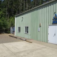 Florence Masonic Lodge building and entry drive where the new porte-cochere was planned, Florence, Oregon