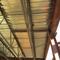 Open-web steel joists and metal roof deck at the KVAL addition