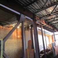 Steel columns and bracing inside the KVAL studio addition