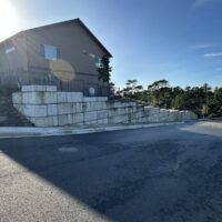Block retaining wall along the new street at Stonefield