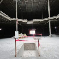 Gutted interior of the former department store at Valley River Center before the seismic upgrade