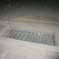 Reinforcing steel in a floor infill before the concrete pour